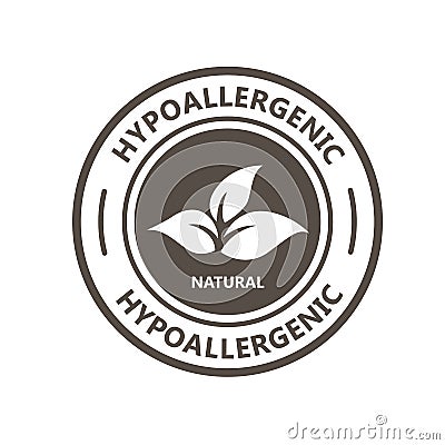 Hypoallergenic product label with leaf - hypoallergenic tested stamp Vector Illustration