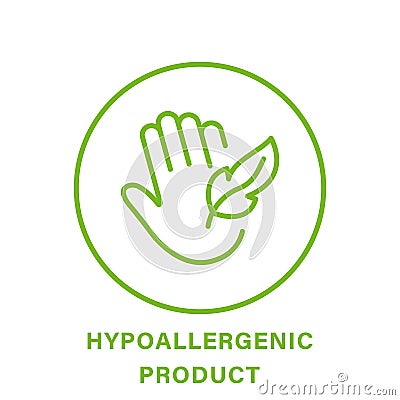 Hypoallergenic Safe Product Line Green Icon. Safety Hypo Allergenic Cosmetic for Sensitive Skin Hygiene Outline Vector Illustration