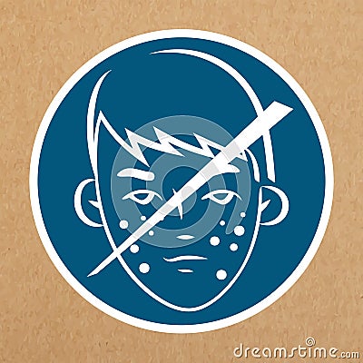 Hypoallergenic sign, badge with strikeout allergenic face, vector object Vector Illustration