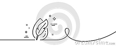 Hypoallergenic tested line icon. Feather sign. No synthetic. Continuous line with curl. Vector Stock Photo