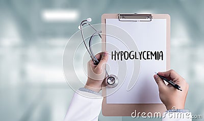 Hypoglycemia Printed Diagnosis Medical Concept Stock Photo