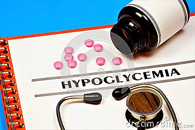 Hypoglycemia-text inscription on a medical form. Stock Photo