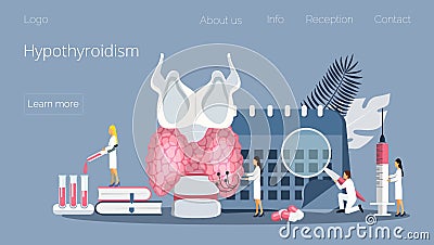 Hypothyroidism concept vector. Endocrinologists diagnose and treat human thyroid gland Stock Photo