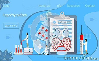 Hypothyroidism concept vector. Endocrinologists diagnose and treat human thyroid gland Stock Photo