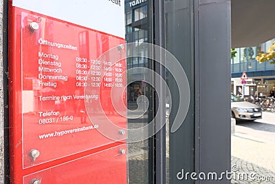 Hypovereinsbank opening hours Editorial Stock Photo