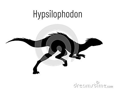 Hypsilophodon. Ornithischian dinosaur. Monochrome vector illustration of silhouette of prehistoric creature Vector Illustration