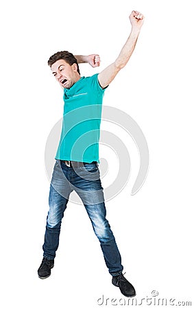 Hysteria of the young men. Stock Photo