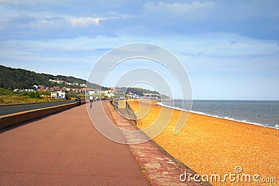 Hythe Beach promenade scenic view Kent UK Editorial Stock Photo