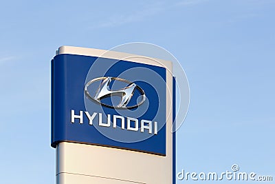 Hyundai logo on a panel Editorial Stock Photo