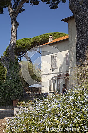 HyÃ¨res, France - August 02, 2022: Mediterranean villa with red tiles Editorial Stock Photo