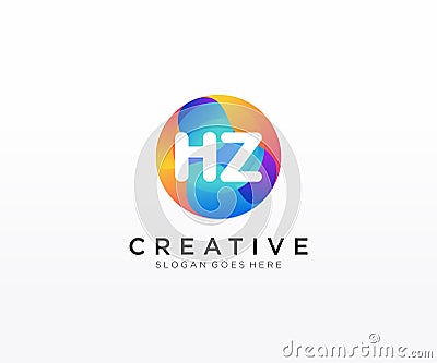 HZ initial logo With Colorful Circle template vector Vector Illustration