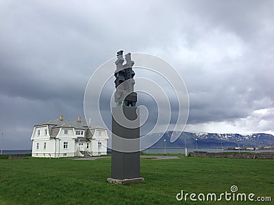HÃ¶fÃ°i House in Reykjavik, Iceland, on a cloudy day Editorial Stock Photo