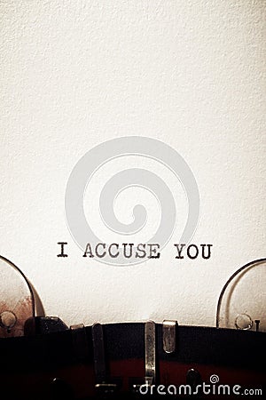 I accuse you phrase Stock Photo