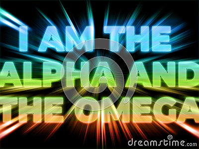 I am the Alpha and Omega - Christian motivation quote poster Stock Photo