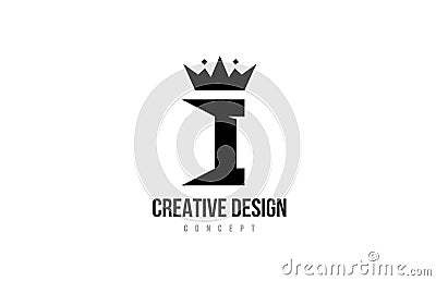 I black and white alphabet letter logo icon design with king crown and spikes. Template for company and business Vector Illustration