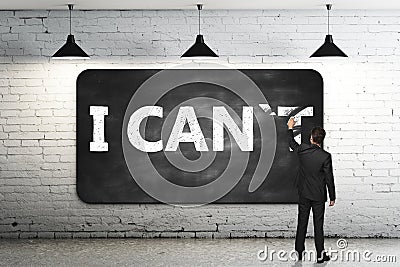 I can on chalkboard Stock Photo