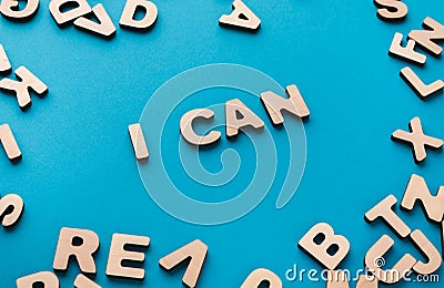 I can phrase on blue background Stock Photo