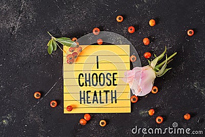 I choose health text in memo Stock Photo