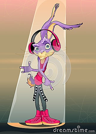 I am a cute violet bunny character Vector Illustration