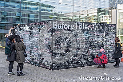 Before i die wishes on blackboard in Brighton Editorial Stock Photo