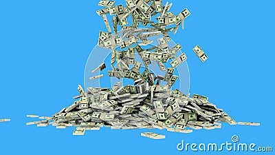 I dollari stanno cadendo Animazione realistica Metraggio verde dello schermo I dollari stanno cadendo Animazione realistica Metraggio verde dello schermo