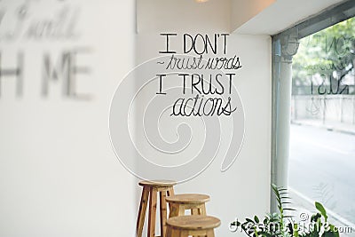 I don`t trust words, I trust actions Stock Photo