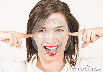 I don't want to hear! Stock Photo