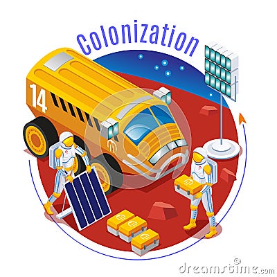 Mars colonization on isolated background Vector Illustration