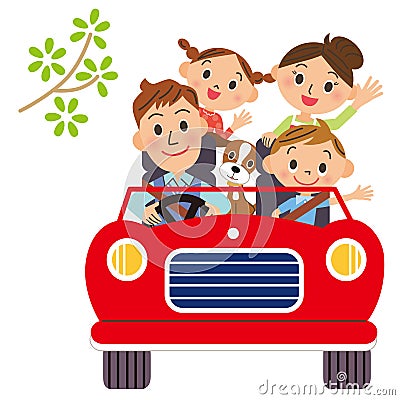 I go for a drive in families Vector Illustration