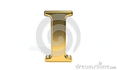 I gold colored alphabet, 3d rendering Stock Photo