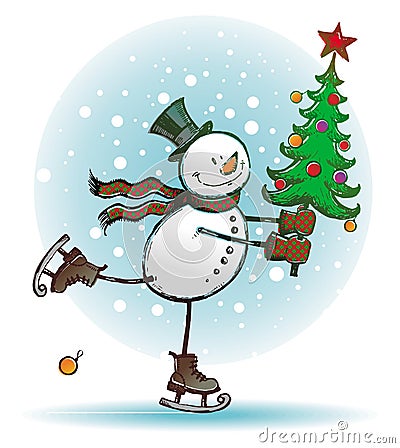 I hasten to you with Christmas tree Vector Illustration