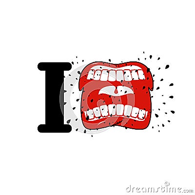 I hate template. shout symbol of hatred. Aggressive Open mouth. Vector Illustration