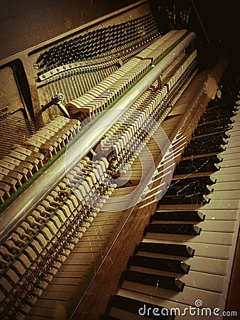 I hear beautiful music, vintage piano Stock Photo