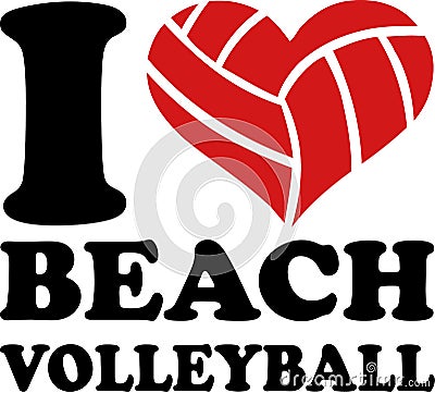 I Heart Beach Volleyball Vector Illustration