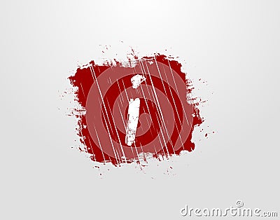 I Letter Logo in Red Square Grunge Element. Retro Rusty Square logo design template Vector Illustration
