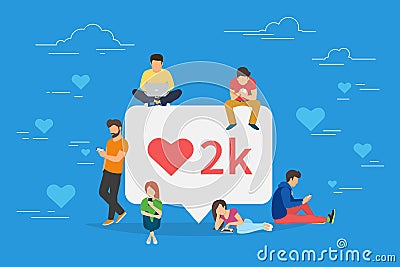I like it social media bubble with red heart symbol Vector Illustration