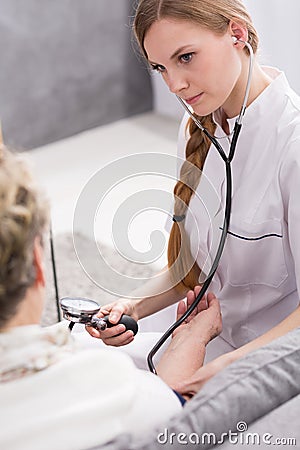 I'll take your blood pressure now Stock Photo