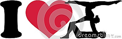 I love Acrobatics silhouettes Vector Illustration