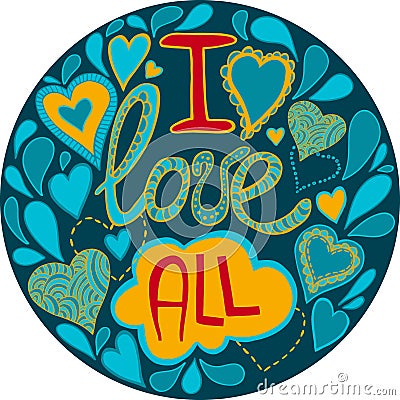 I love all handwritten typo Vector Illustration