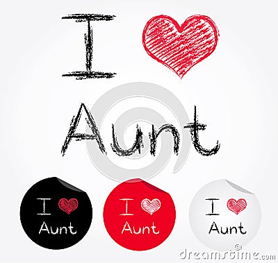 I love aunt illustration of heart and stickers Vector Illustration