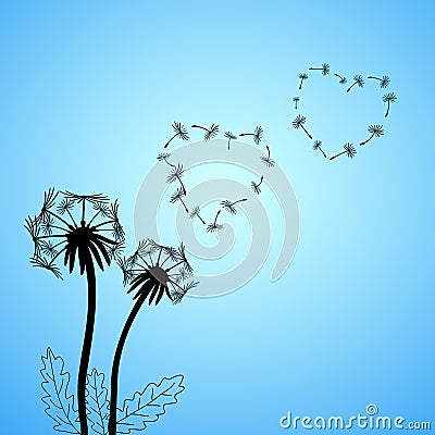 I love autumn concept illustration with dandelion flowers and seeds. Vector Illustration