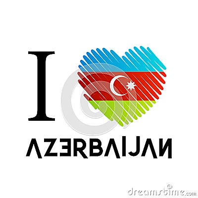 I love Azerbaijan flag color scribbled heart Vector Illustration