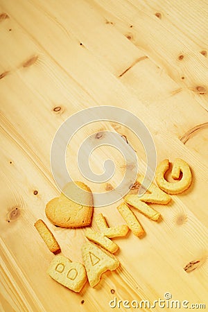 I love baking text Stock Photo