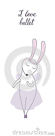 I love ballet bunny Vector Illustration