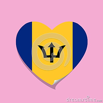 I love Barbados flag heart Vector Illustration