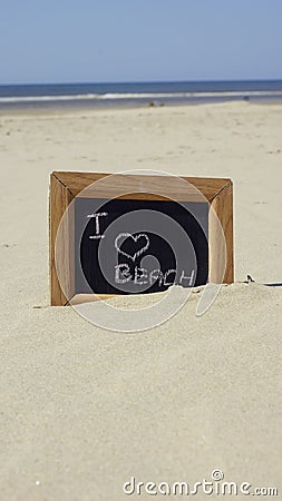 I love beach written Stock Photo