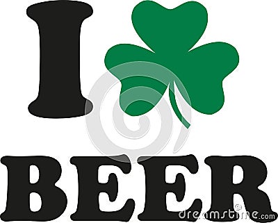 I love beer with clover Vector Illustration