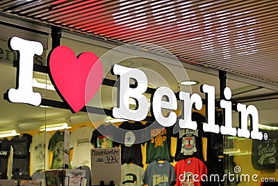 I love Berlin gift shop Berlin Germany Editorial Stock Photo