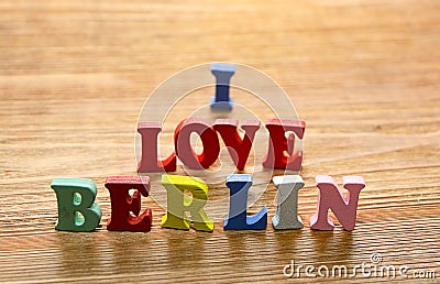 I Love Berlin letters on wood Stock Photo