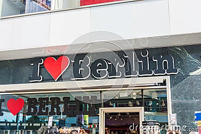 I love Berlin sign on the souvenir store. Editorial Stock Photo